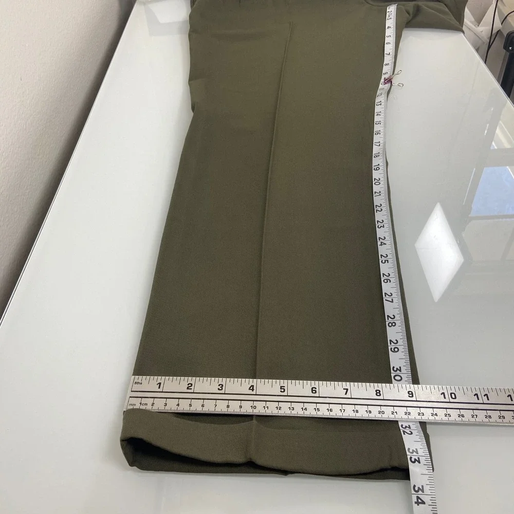 Chaps Ralph Lauren Mens 38x34(ACT 37x33) Olive Green‎ Pleated Cuffed Trousers